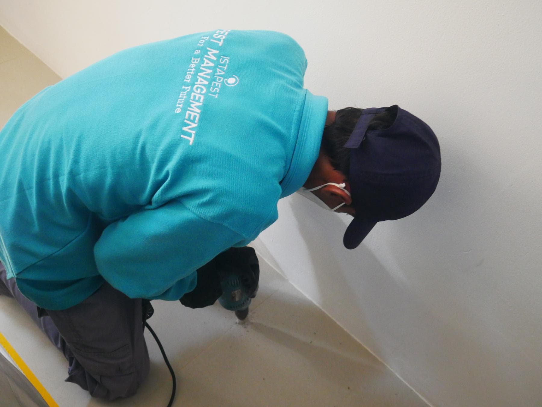 Teknisi ISTA PEST sedang melakukan treatment anti rayap